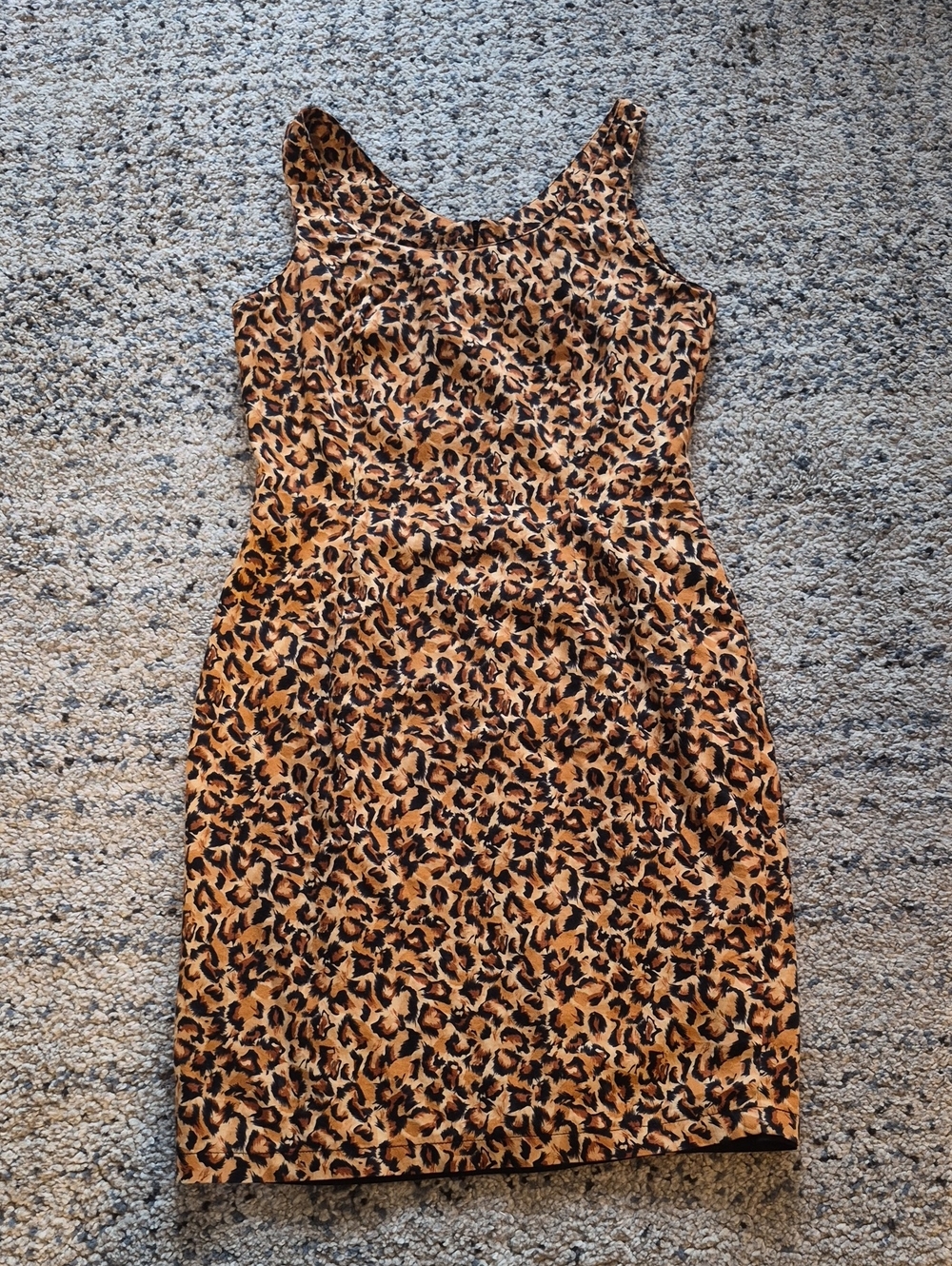 Sleeveless Leopard-Print Midi Dress in Brown
